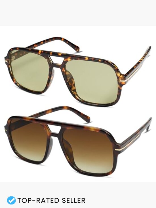 Retro Square Aviator Sunglasses Oversized Vintage 70s Classic for Women main image 6